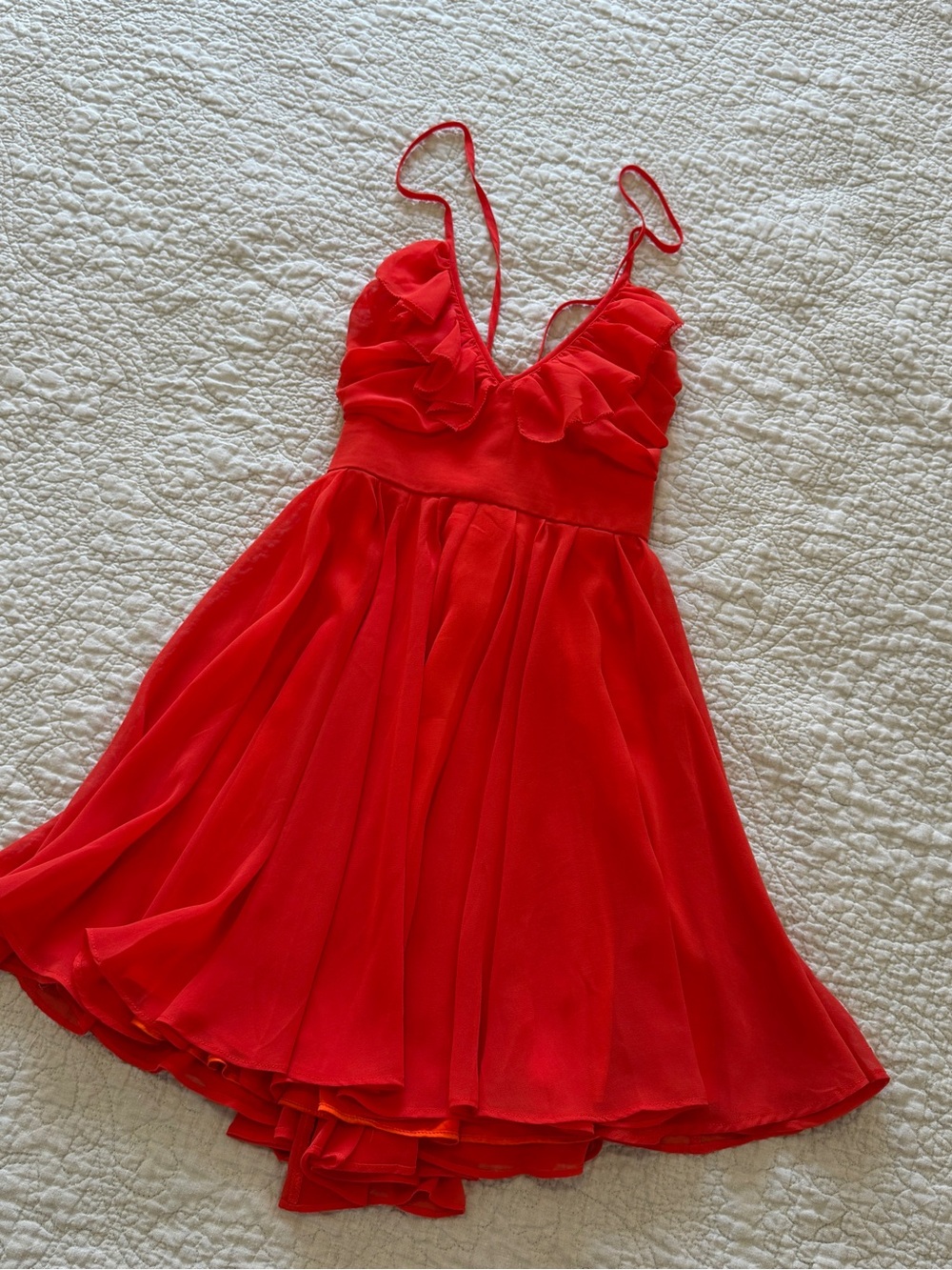 Lulu's Red Ruffle V-Neck Mini Dress - Picture 2 of 7
